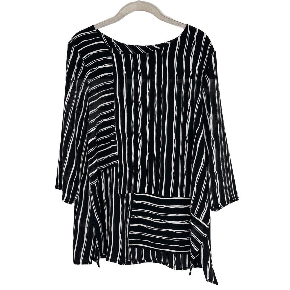 NWT Niche Nilgun Derman Top Women Medium Black Tunic Peasant Blouse